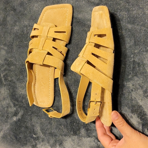 Zara square toe flat sandals